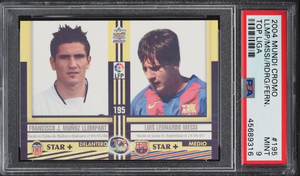 2004 Mundi Cromo Top Liga Lionel Messi ROOKIE #195 PSA 9 MINT