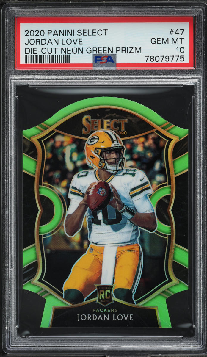 2020 Select Concourse Neon Green Prizm Die-Cut Jordan Love ROOKIE #47 PSA 10 GEM