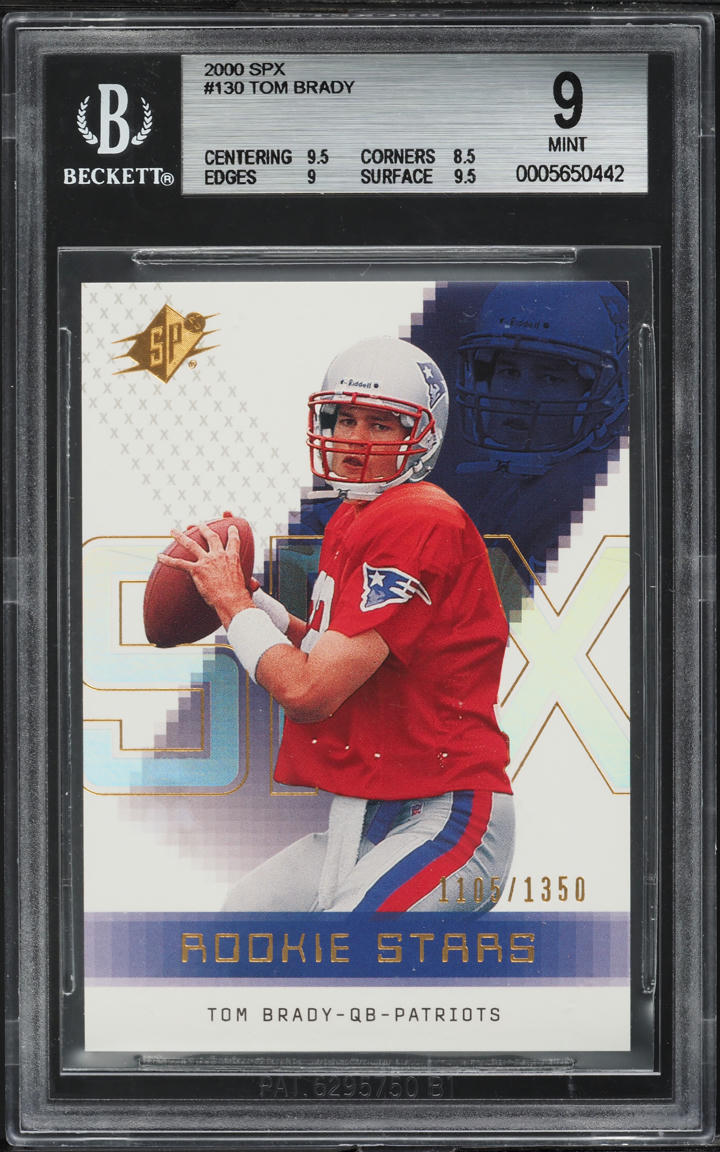 2000 SPx Football Tom Brady ROOKIE /1350 #130 BGS 9 MINT