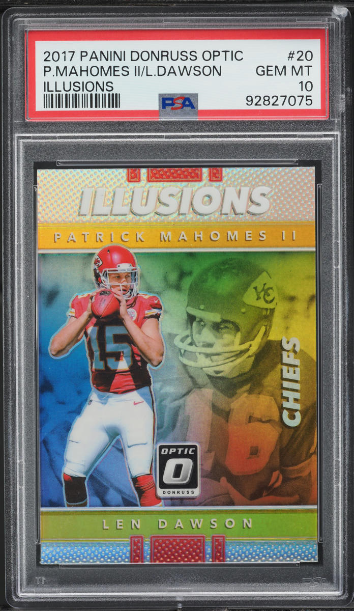 2017 Donruss Optic Illusions Len Dawson Patrick Mahomes II ROOKIE #20 PSA 10 GEM