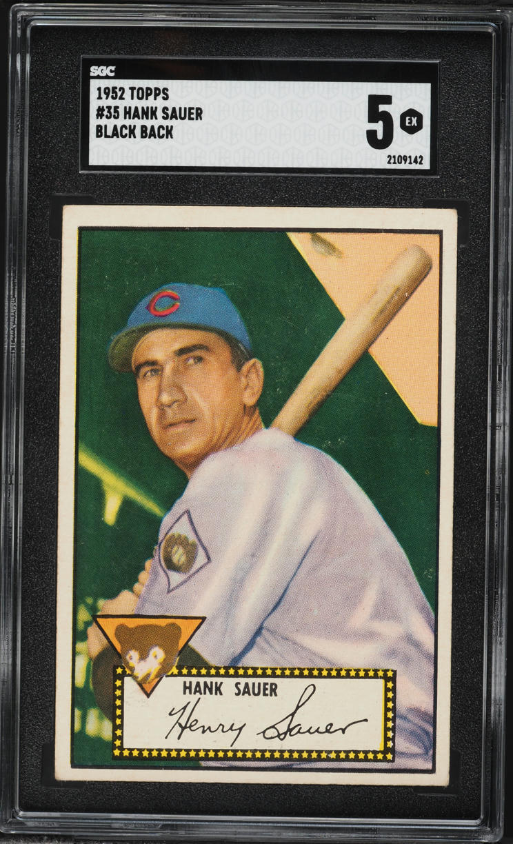 1952 Topps Hank Sauer BLACK BACK #35 SGC 5 EX