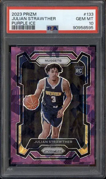 2023 Panini Prizm Purple Ice #133 Julian Strawther RC /149 PSA 10