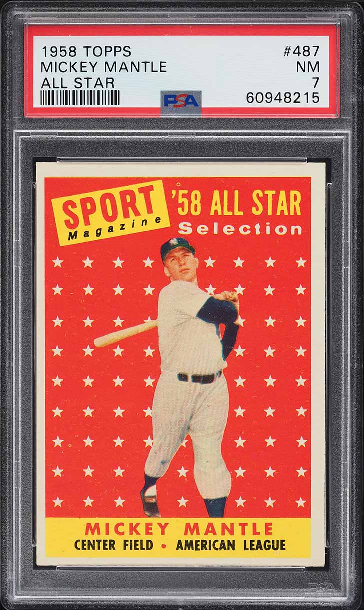 1958 Topps Mickey Mantle ALL STAR #487 PSA 7 NRMT