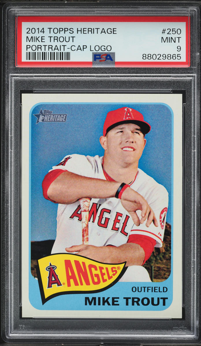2014 Topps Heritage Portrait Cap Logo Mike Trout #250 PSA 9 MINT