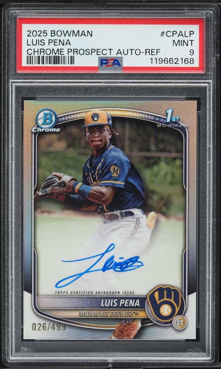 2025 Bowman Chrome Refractor Luis Pena PROSPECT AUTO /499 #CPALP PSA 9 MINT