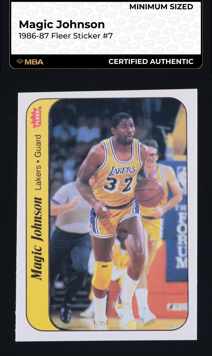 1986 Fleer Sticker Magic Johnson #7 MBA AUTH, Min Sized