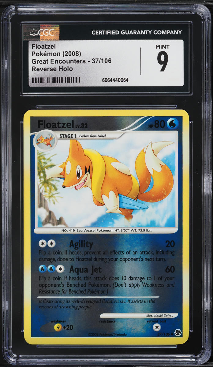 2008 Pokemon DP Great Encounters Reverse Holo Floatzel #37 CGC 9 MINT
