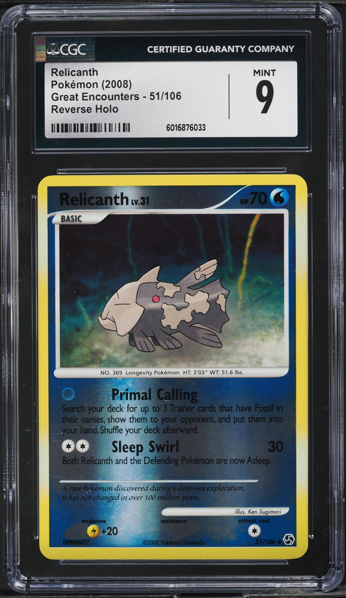 2008 Pokemon Diamond & Pearl Great Encounters Reverse Holo Relicanth #51 CGC 9
