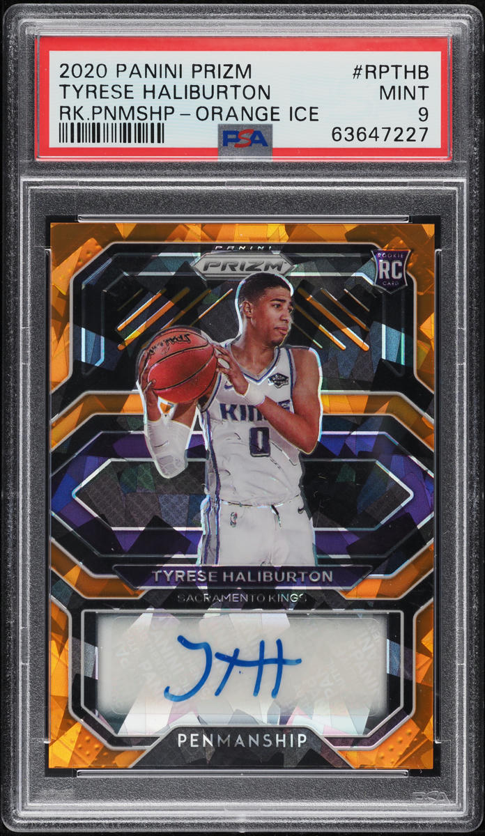 2020 Panini Prizm Penmanship Orange Ice Tyrese Haliburton ROOKIE AUTO PSA 9 MINT