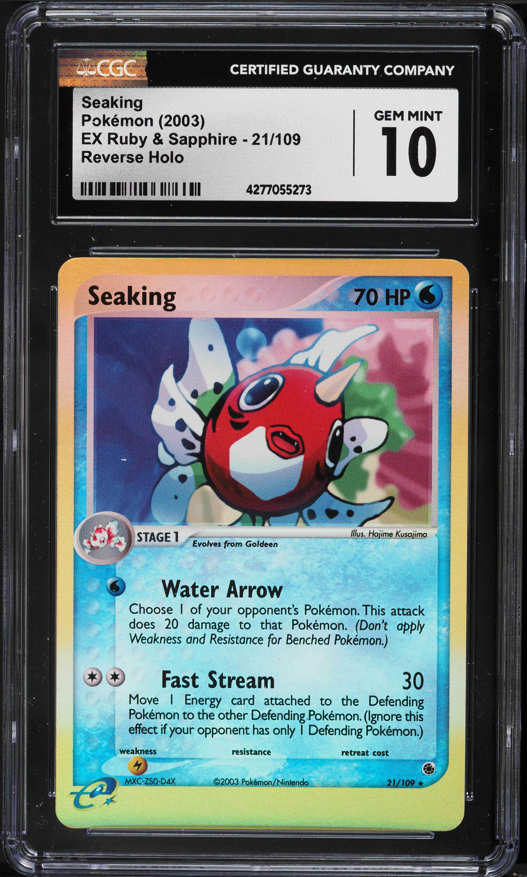 2003 Pokemon EX Ruby & Sapphire Reverse Holo Seaking #21 CGC 10 GEM MINT