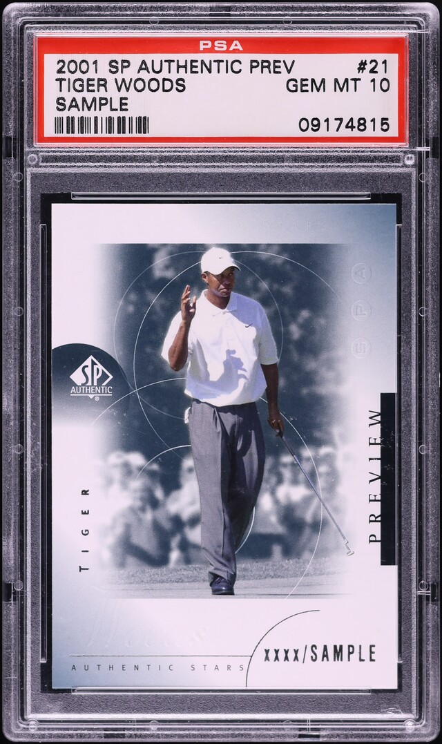 2001 SP Authentic Preview Sample Tiger Woods ROOKIE #21 PSA 10 GEM MINT