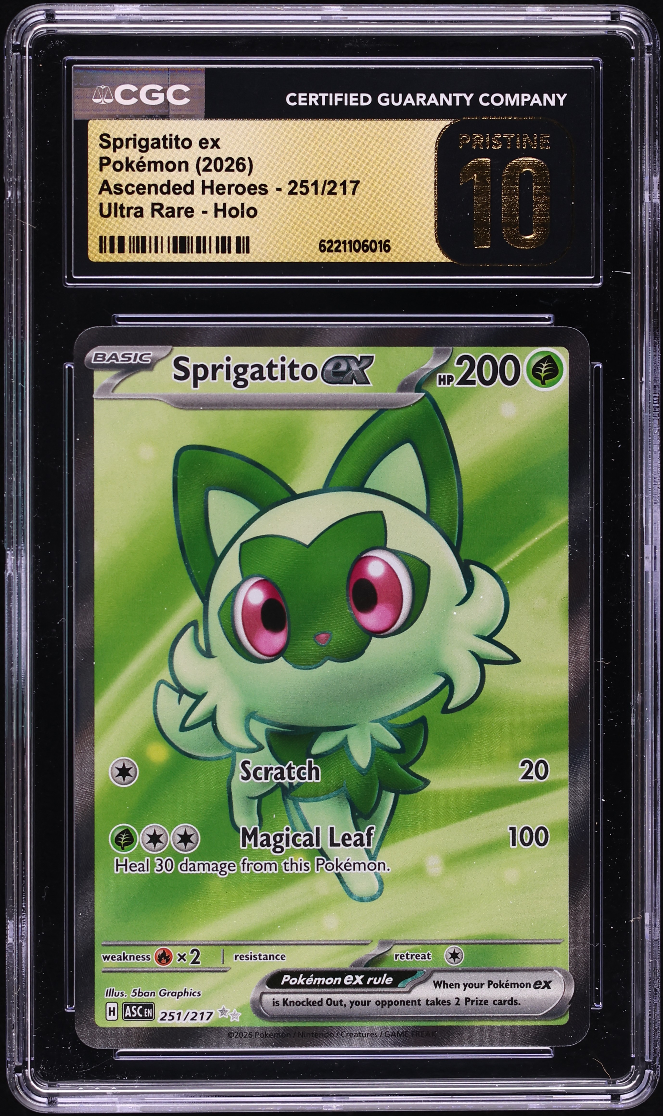 2026 Pokemon Mega Evolution Ascended Heroes Full Art Sprigatito Ex #251 CGC 10 PRISTINE