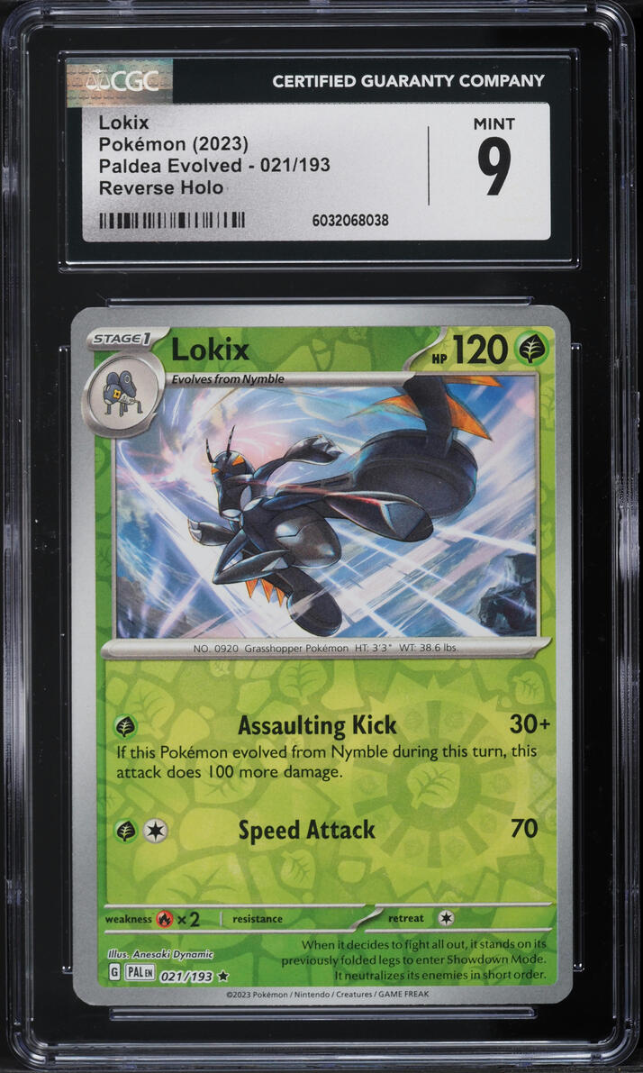 2023 Pokemon Scarlet & Violet Paldea Evolved Reverse Holo Lokix #21 CGC 9 MINT