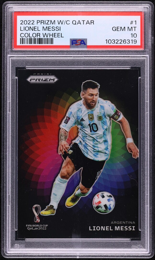 2022 Panini Prizm World Cup Qatar Color Wheel Lionel Messi #1 PSA 10 GEM MINT