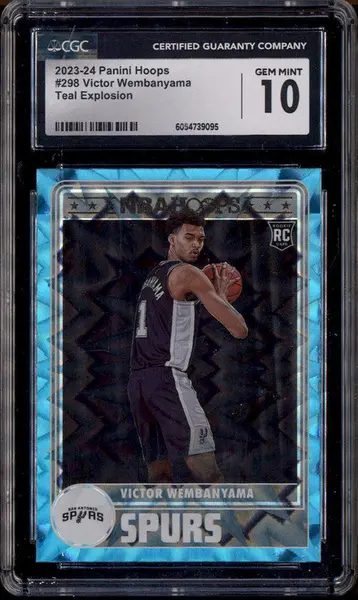 2023-24 Panini Hoops Teal Explosion #298 Victor Wembanyama RC CGC 10