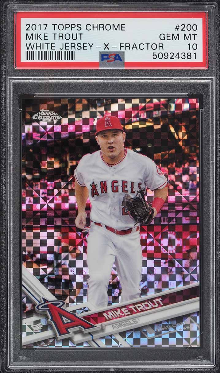 2017 Topps Chrome White Jersey Xfractor Mike Trout #200 PSA 10 GEM MINT