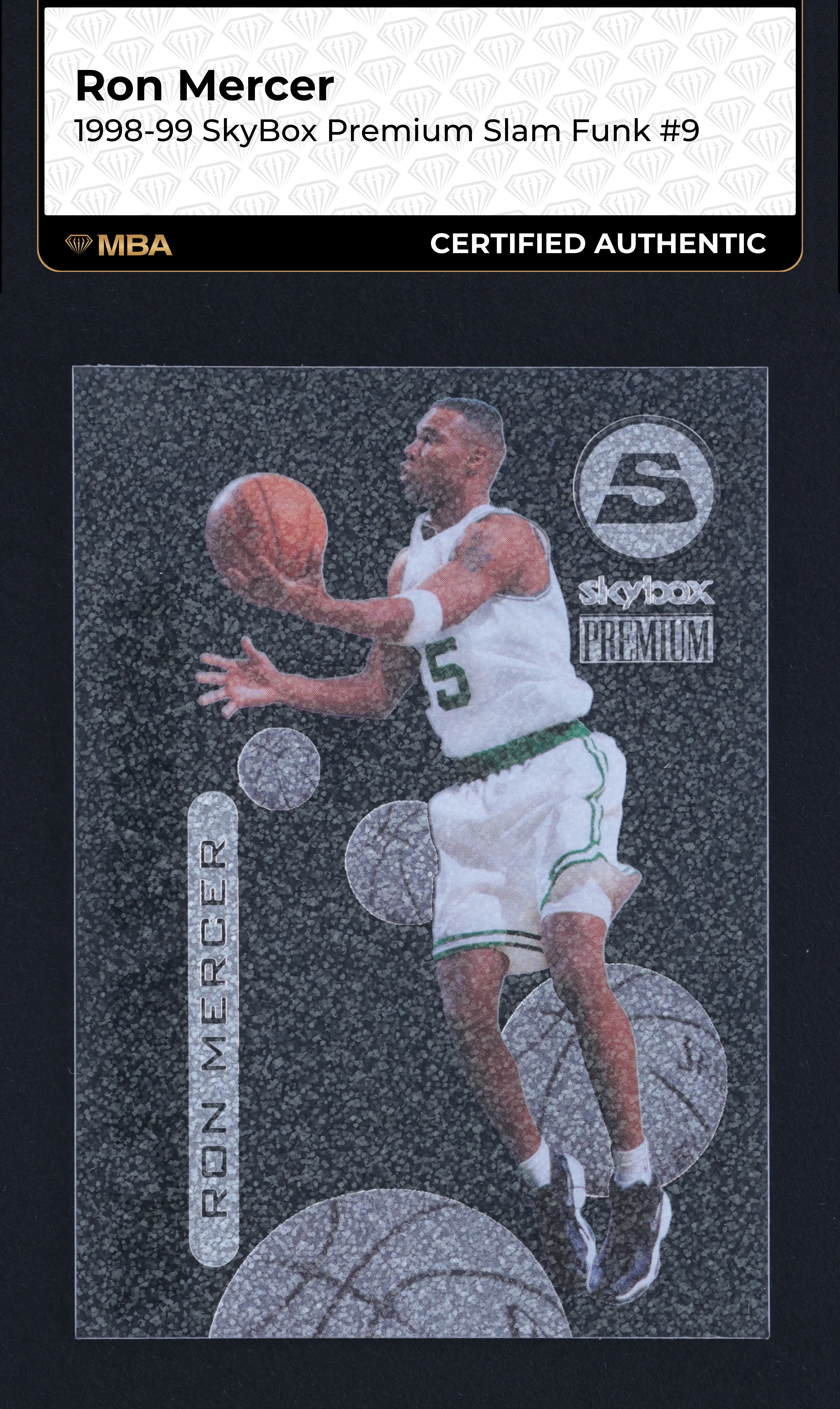 1998 Skybox Premium Slam Funk Ron Mercer #9 MBA AUTH