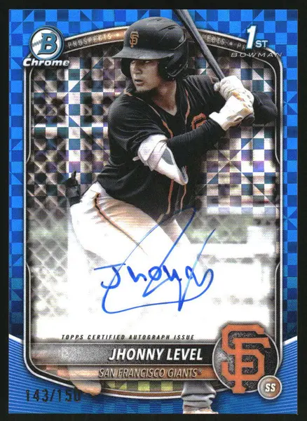 2025 Bowman Chrome Autographs Blue X-Fractor #CPA-JL Jhonny Level RC Auto /150