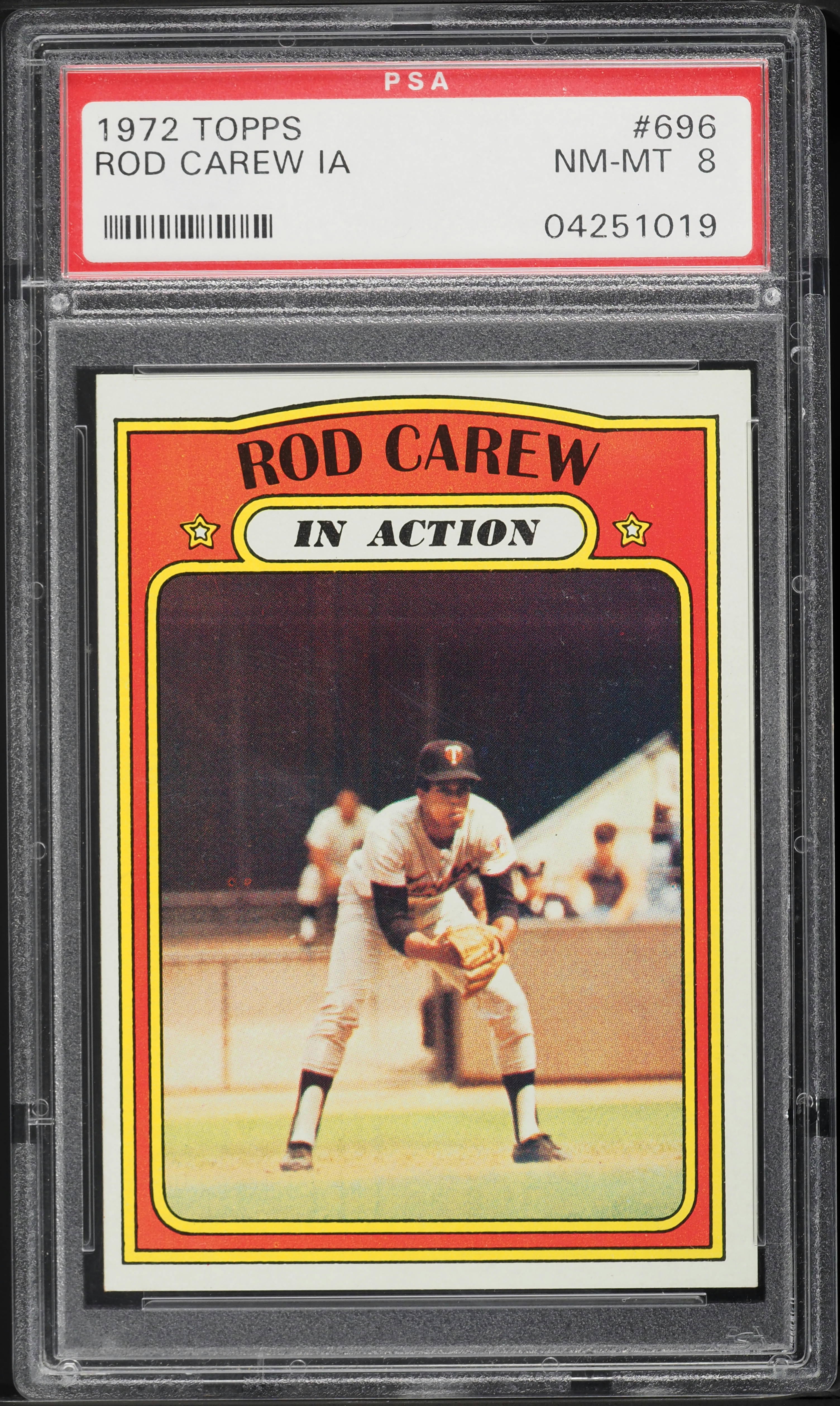 1972 Topps Rod Carew IN ACTION #696 PSA 8 NM-MT