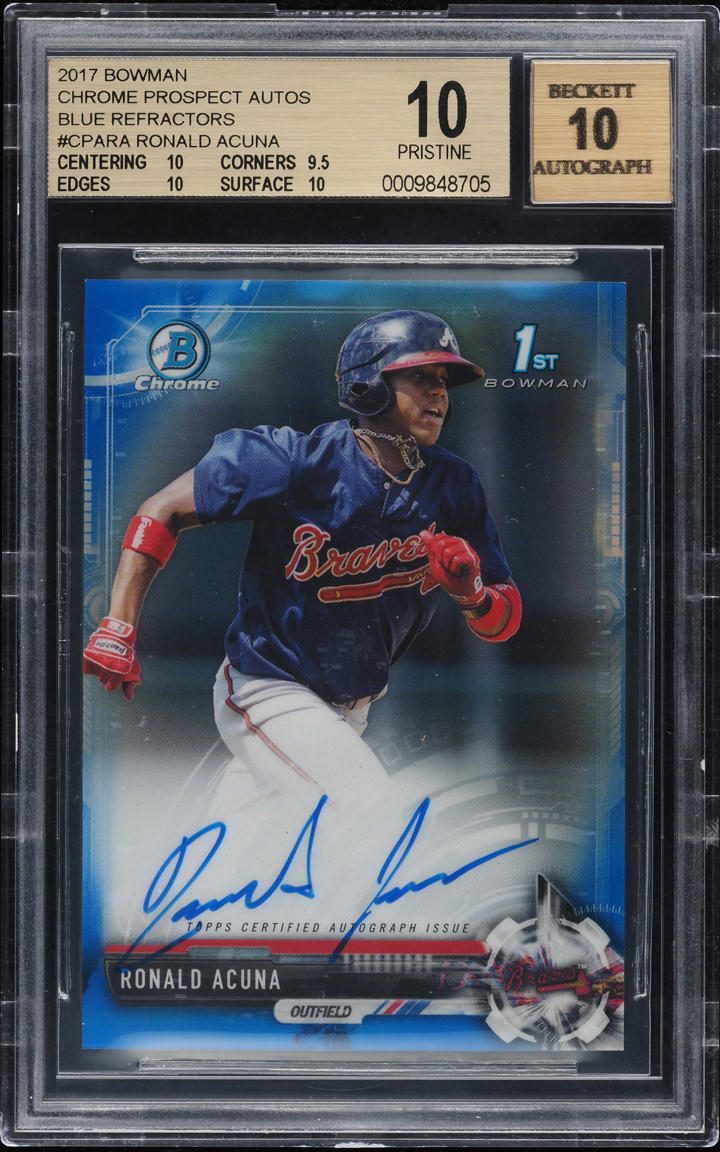 2017 Bowman Chrome Blue Refractor Ronald Acuna ROOKIE AUTO /150 BGS 10 PRISTINE