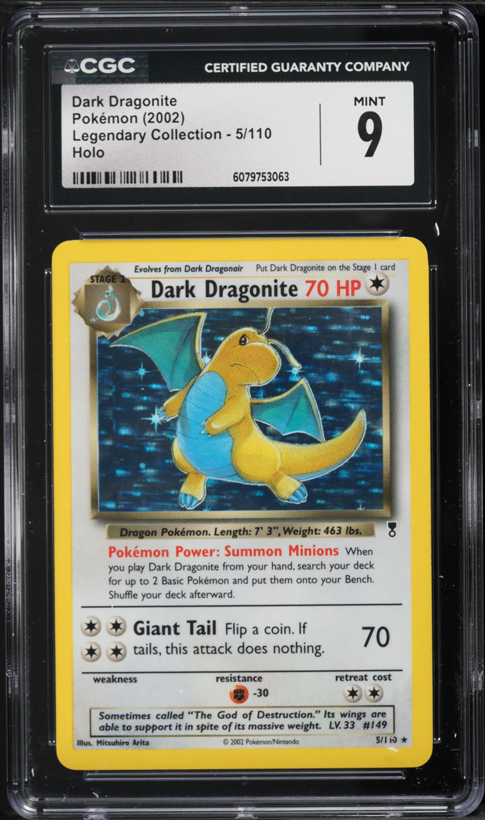 2002 Pokemon Legendary Collection Holo Dark Dragonite #5 CGC 9 MINT