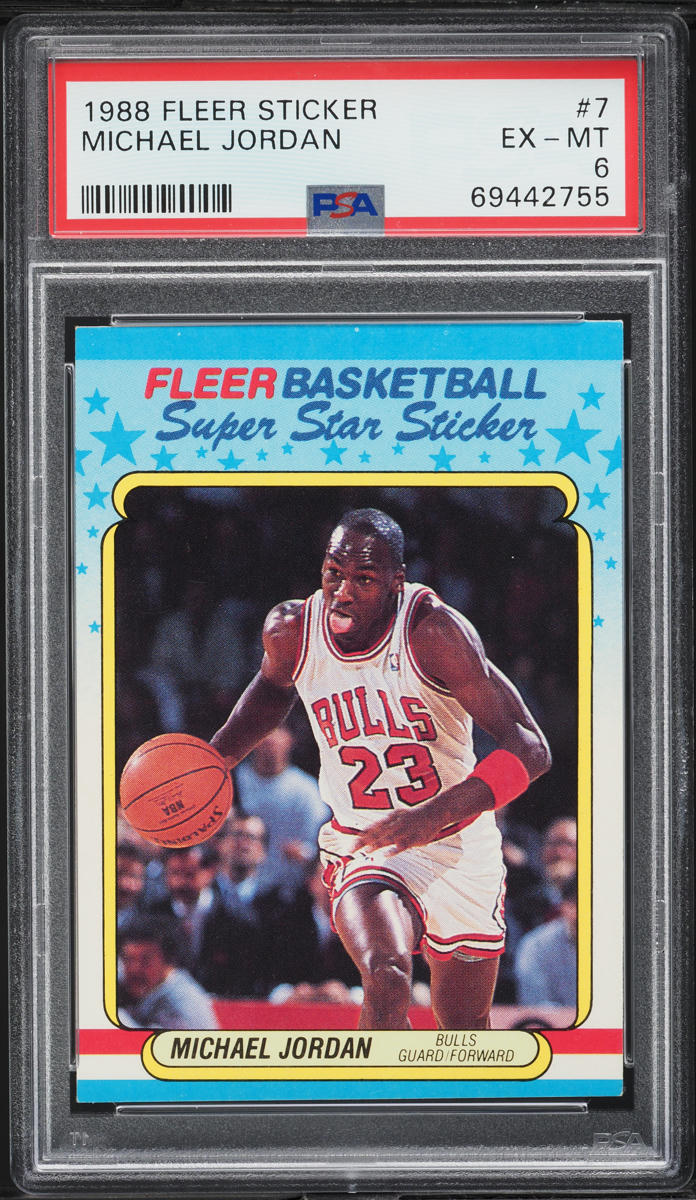 1988 Fleer Sticker Michael Jordan #7 PSA 6 EXMT