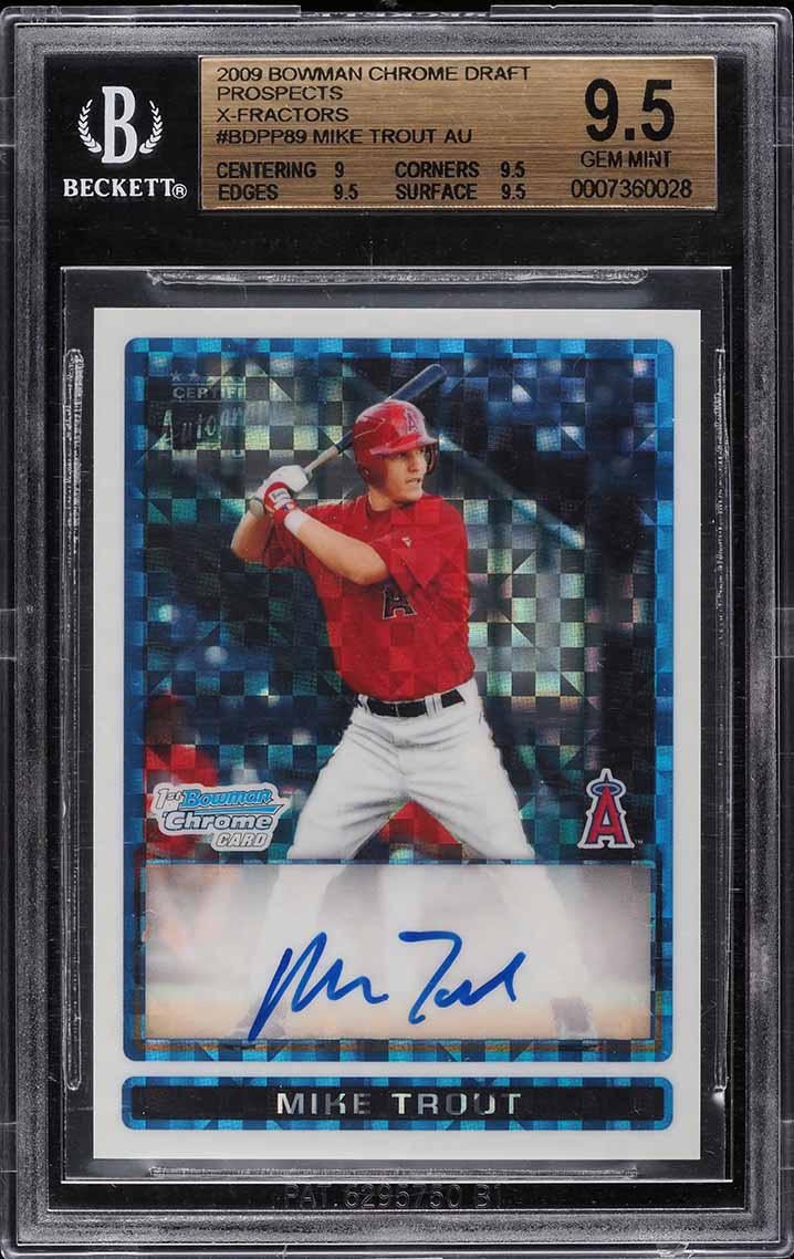 2009 Bowman Chrome Xfractor Mike Trout ROOKIE AUTO /225 BGS 9.5 GEM MINT