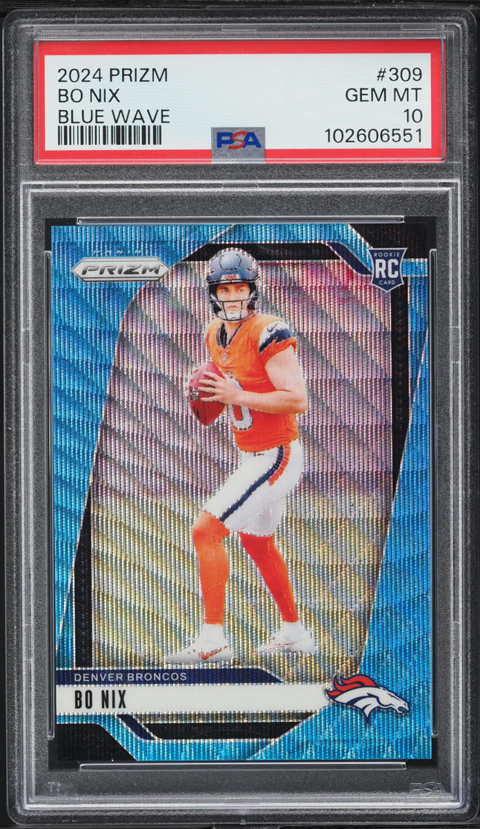 2024 Panini Prizm Blue Wave Bo Nix ROOKIE /230 #309 PSA 10 GEM MINT