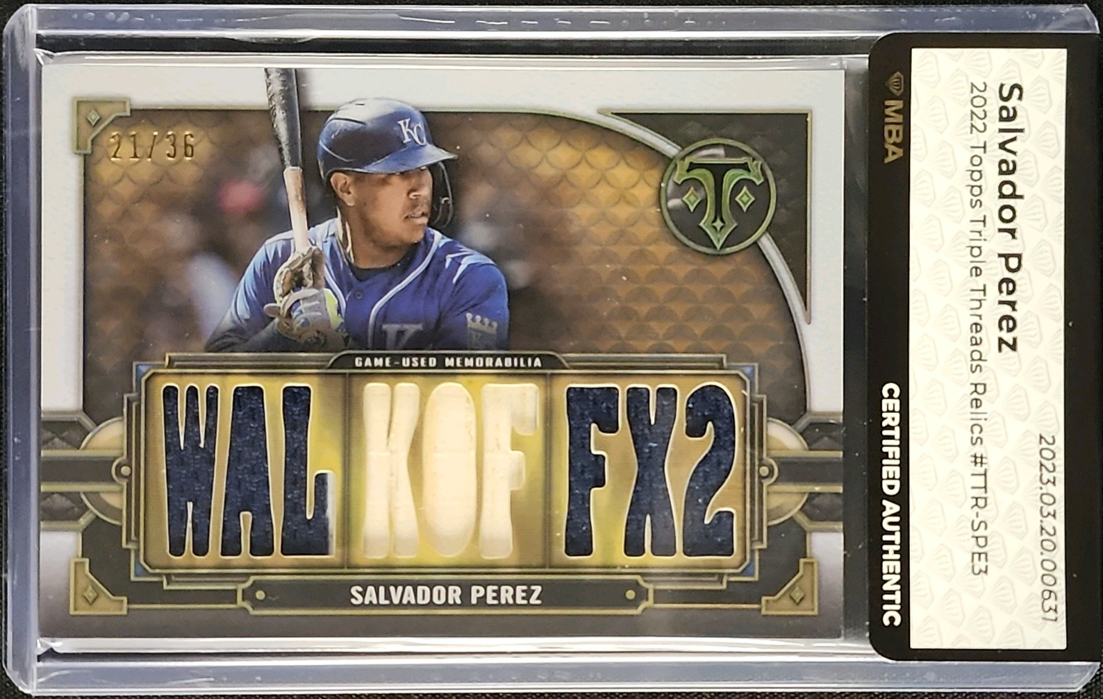 2022 Topps Triple Threads Relics Salvador Perez PATCH /36 #TTR-SPE3 MBA AUTH