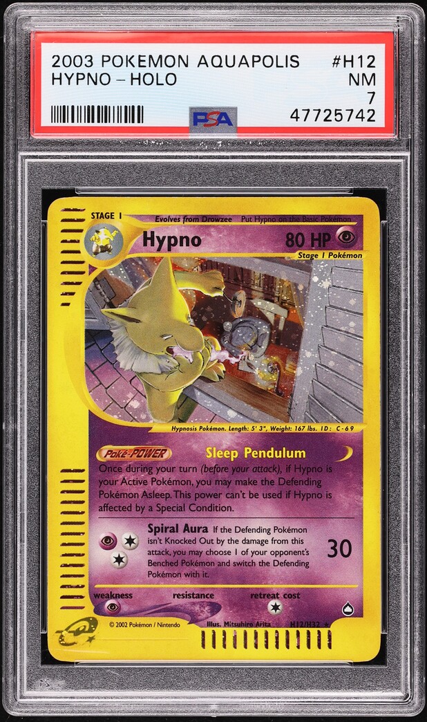 2003 Pokemon Aquapolis Holo Hypno #H12 PSA 7 NRMT