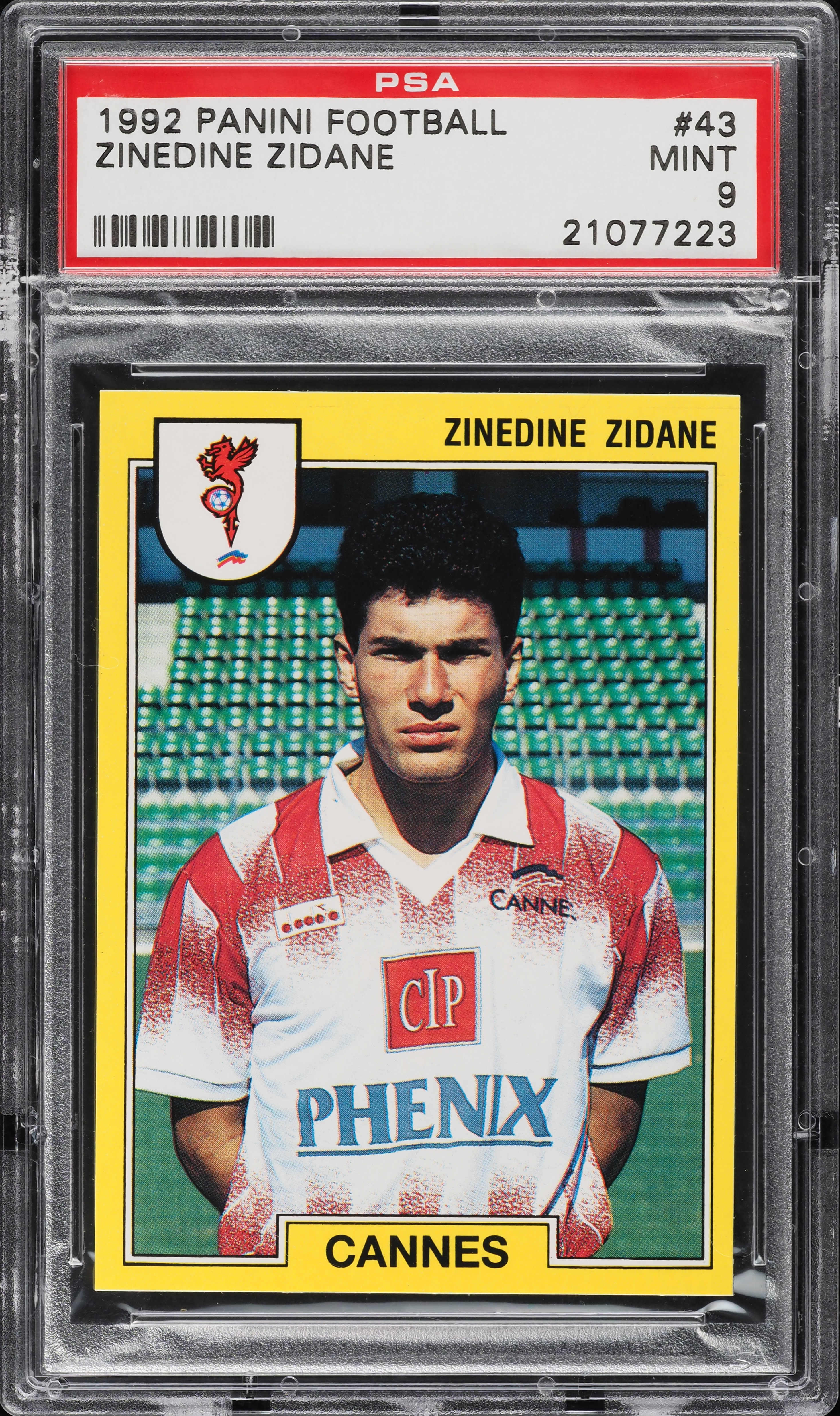 1991 Panini Foot '92 Soccer Zinedine Zidane ROOKIE #43 PSA 9 MINT