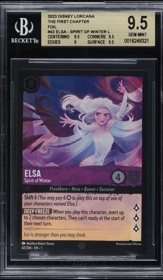 2023 Disney Lorcana TFC Foil Elsa - Spirit Of Winter L #42 BGS 9.5 GEM MINT