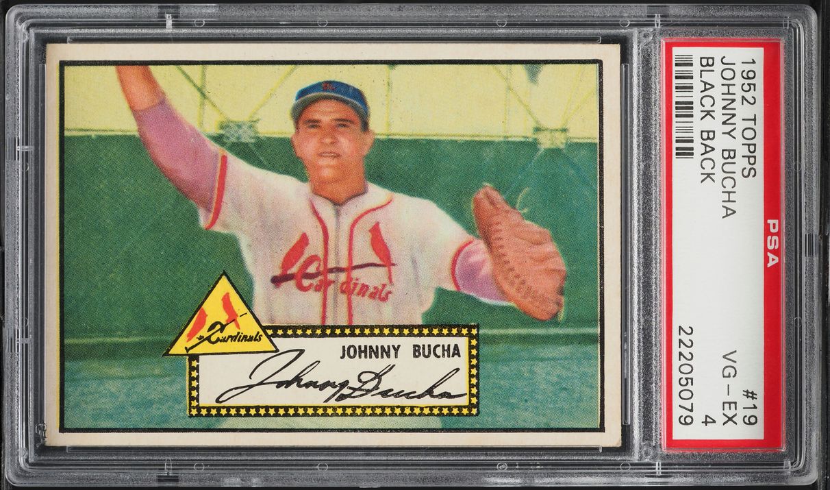 1952 Topps Johnny Bucha BLACK BACK #19 PSA 4 VGEX