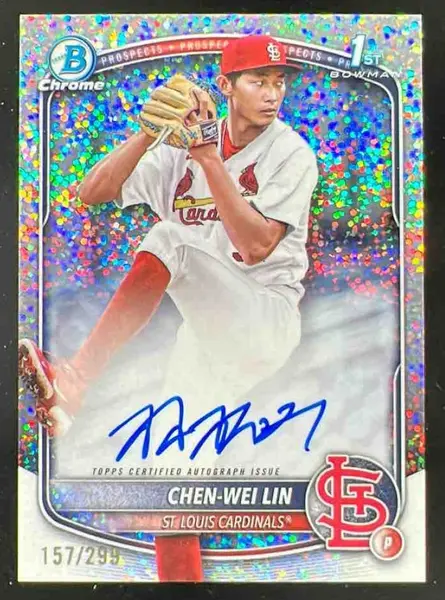 2025 Bowman Chrome Autograph Speckle Refractor #CPA-CL Chen-Wei Lin RC Auto /299