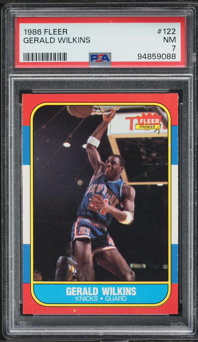 1986 Fleer Basketball Gerald Wilkins ROOKIE #122 PSA 7 NRMT