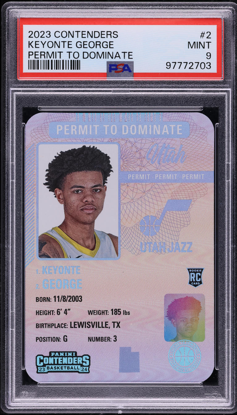 2023 Panini Contenders Permit To Dominate Keyonte George ROOKIE #2 PSA 9 MINT