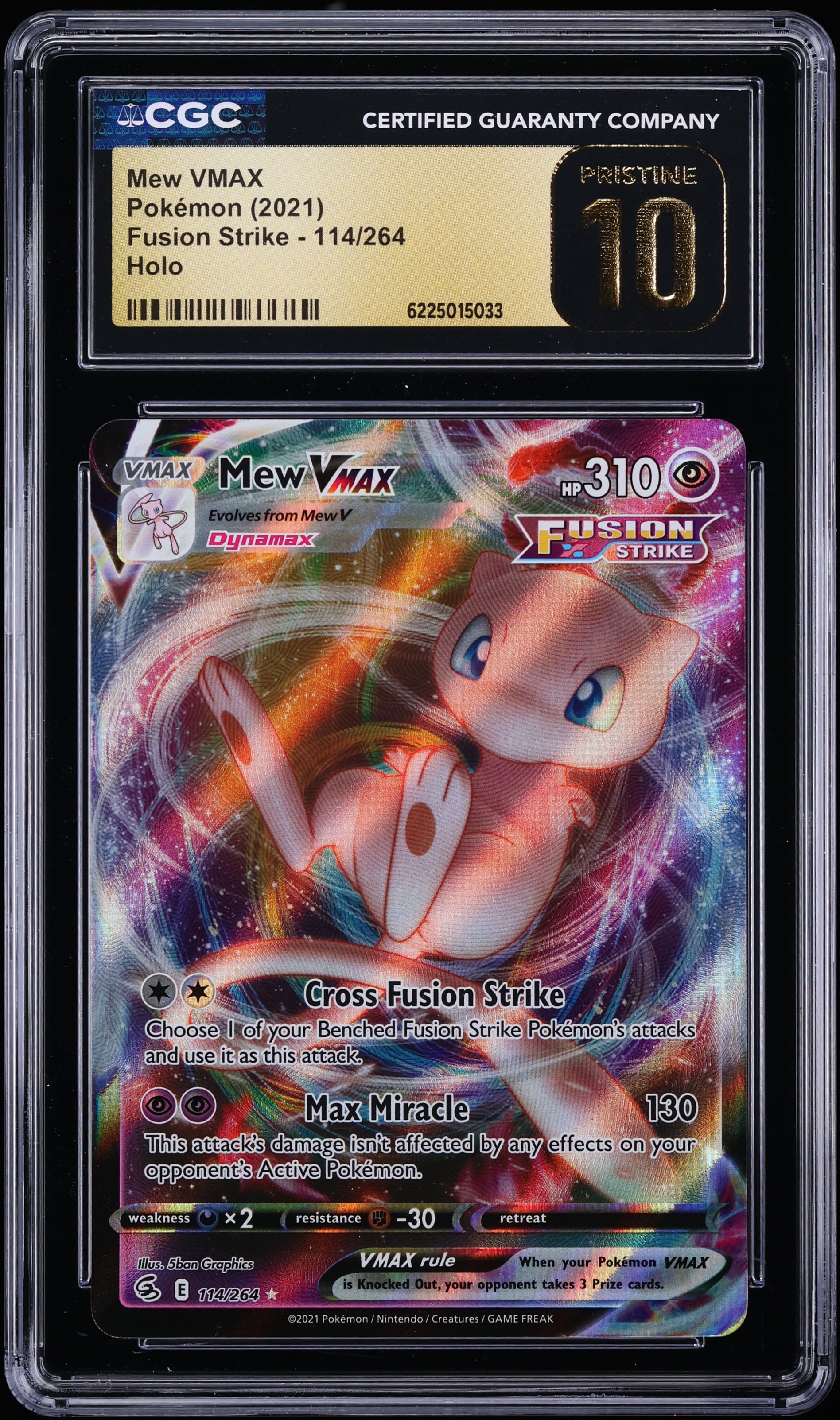 2021 Pokemon Sword & Shield Fusion Strike Full Art Mew VMAX #114 CGC 10 PRISTINE