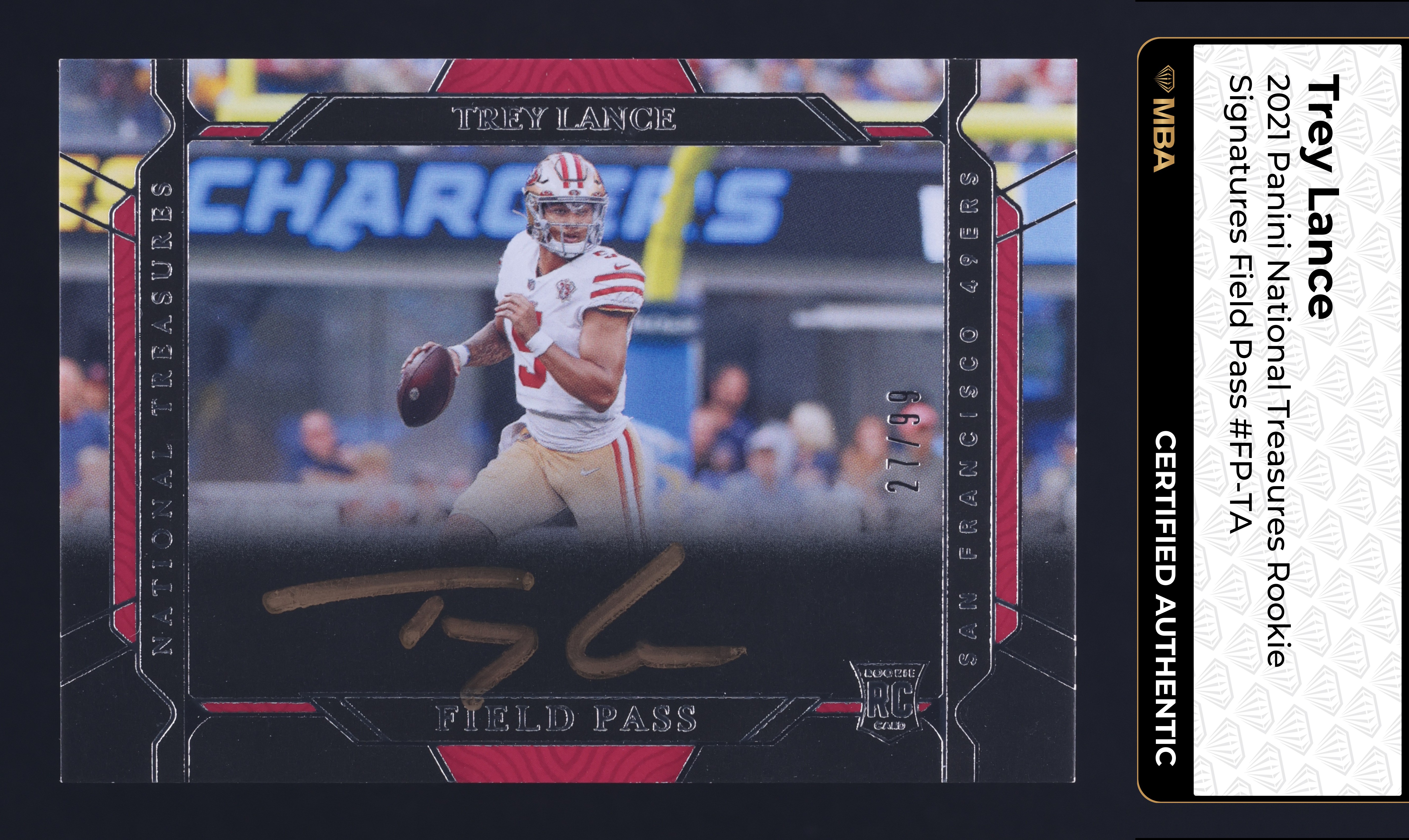 2021 National Treasures Field Pass Trey Lance ROOKIE AUTO /99 #FP-TA MBA AUTH