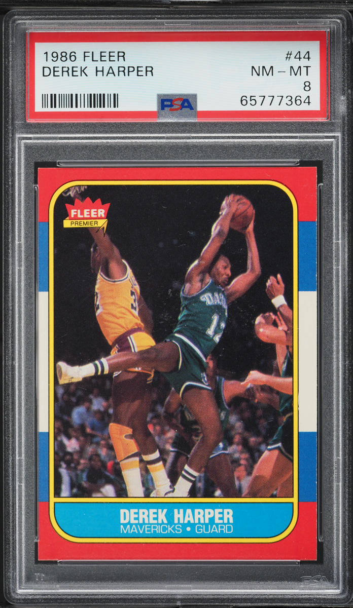 1986 Fleer Basketball Derek Harper #44 PSA 8 NM-MT