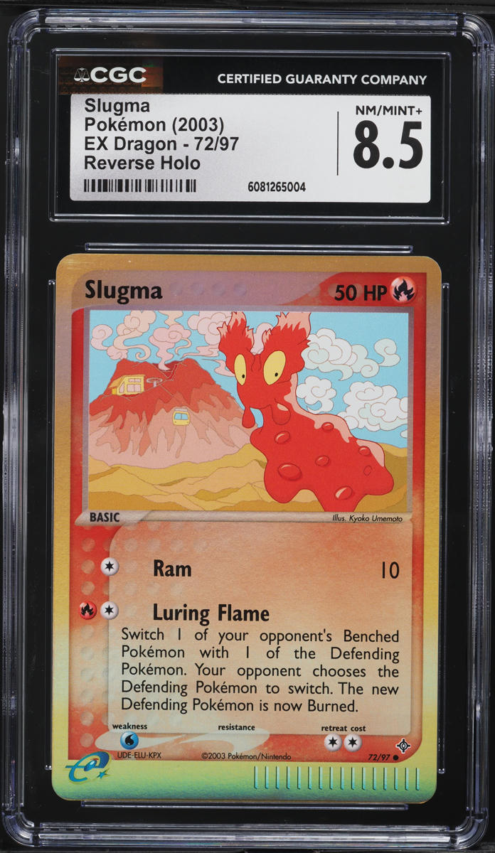 2003 Pokemon EX Dragon Reverse Holo Slugma #72 CGC 8.5 NM-MT+