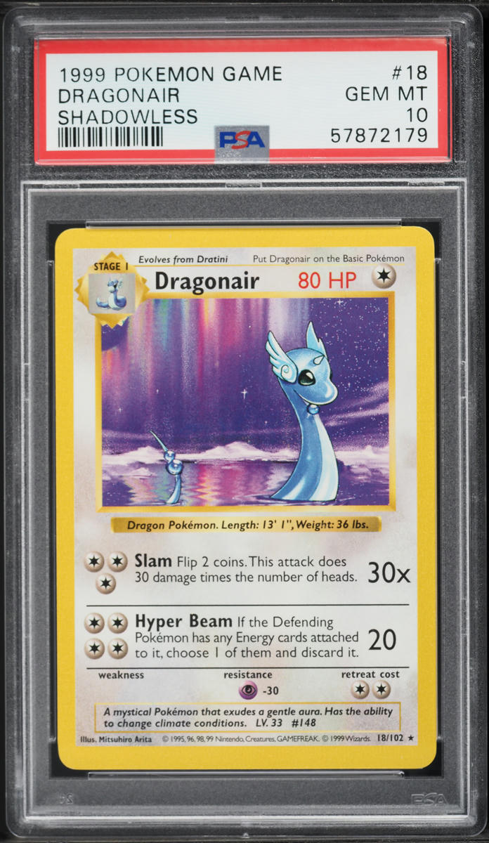 1999 Pokemon Base Set Shadowless Dragonair #18 PSA 10 GEM MINT
