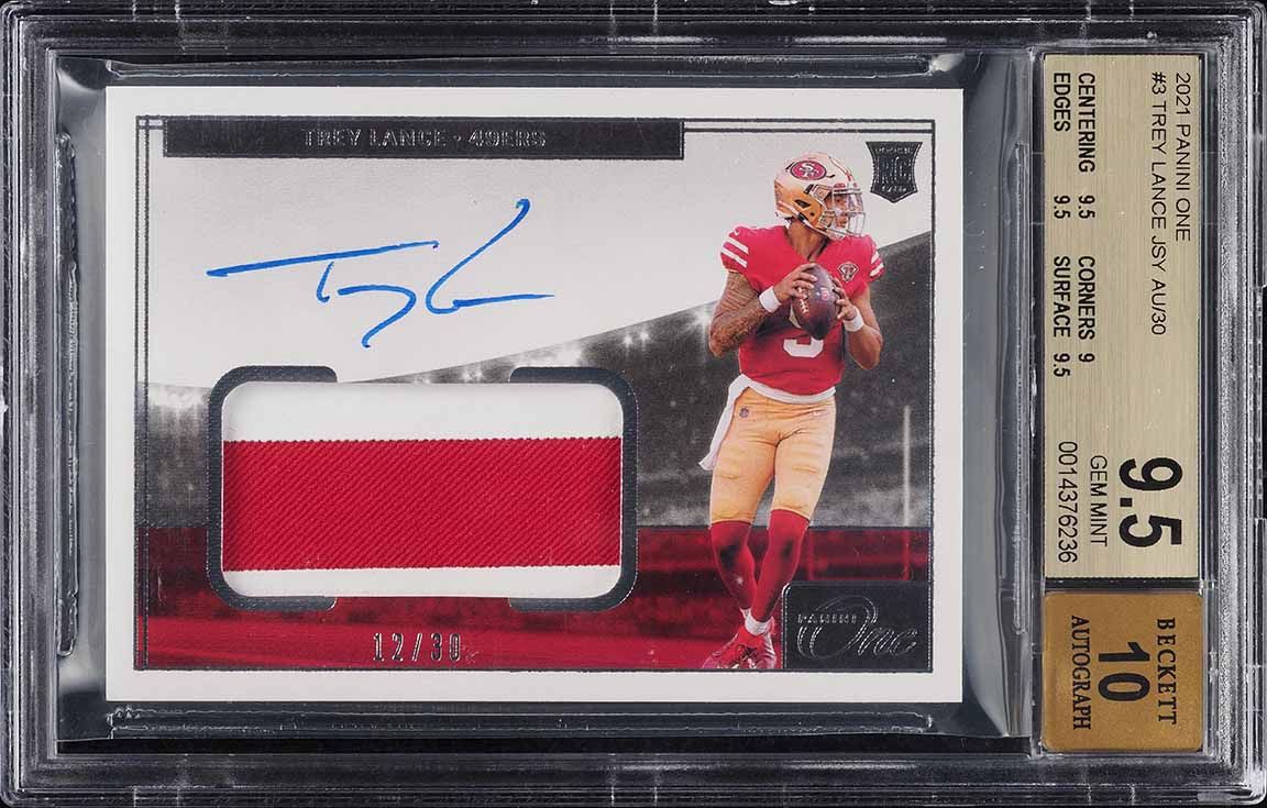 2021 Panini One Trey Lance ROOKIE PATCH AUTO /30 #3 BGS 9.5 GEM MINT