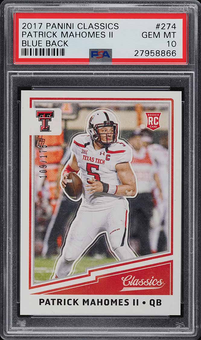2017 Panini Classics Blue Back Patrick Mahomes II ROOKIE /175 #274 PSA 10 GEM
