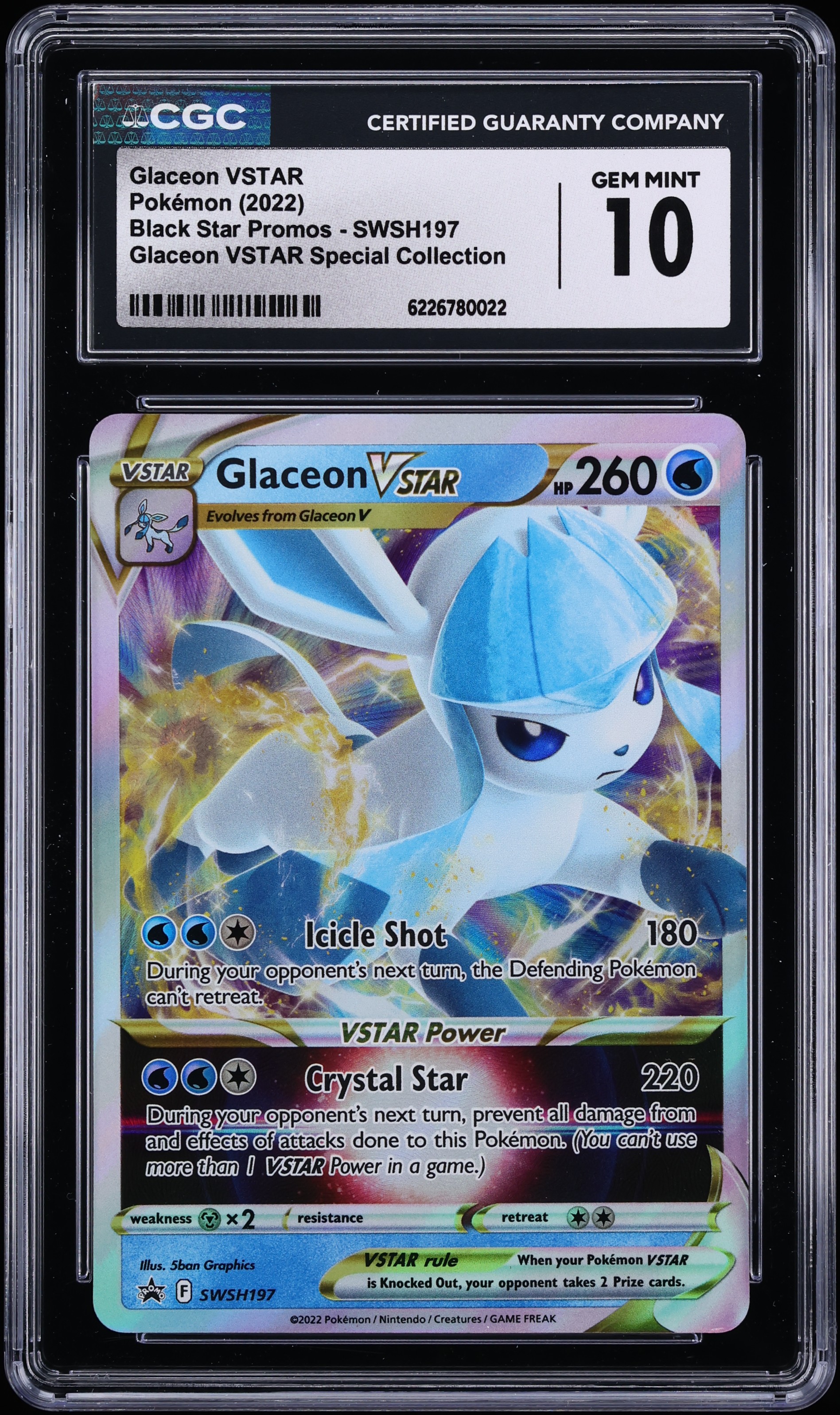 2021 Pokemon SWSH Promo Special Collection Holo Glaceon VSTAR #SWSH197 CGC 10 GEM MINT