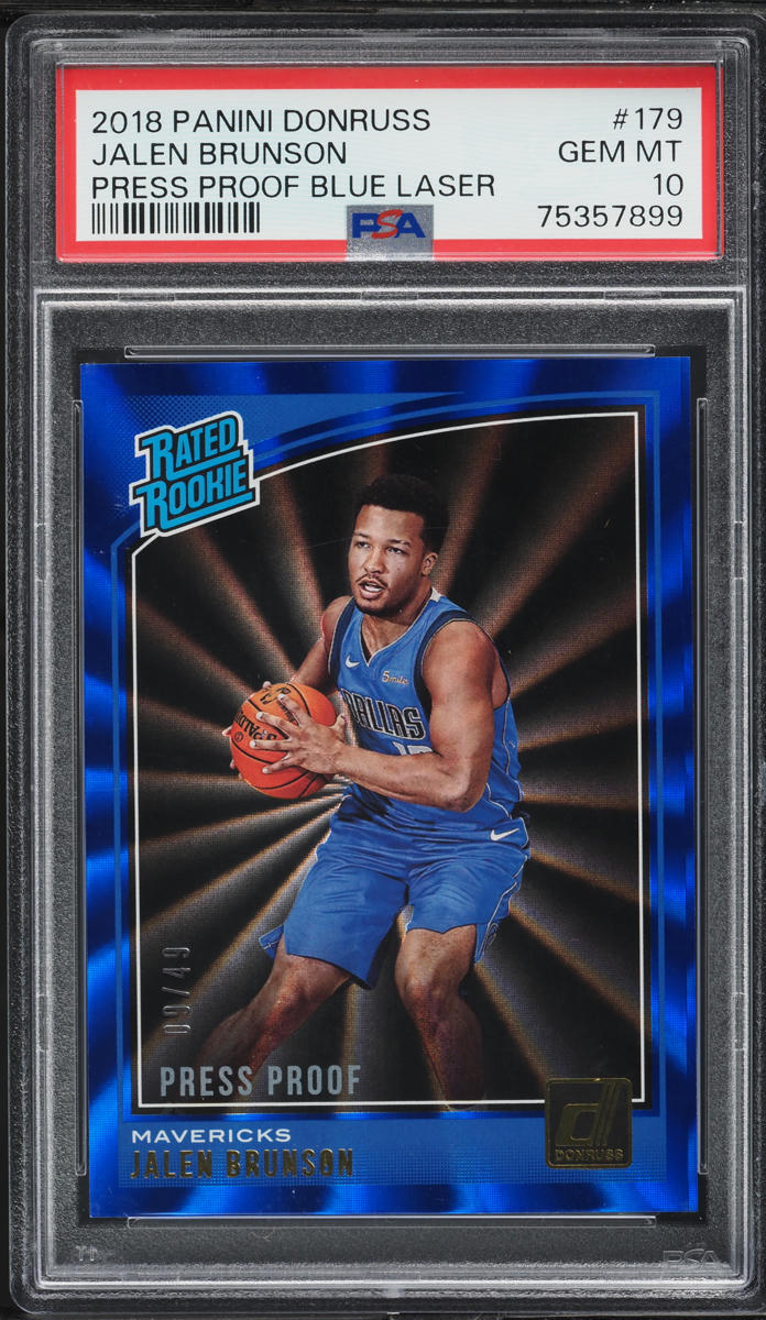 2018 Donruss Press Proof Blue Laser Jalen Brunson RC /49 #179 PSA 10 GEM MINT