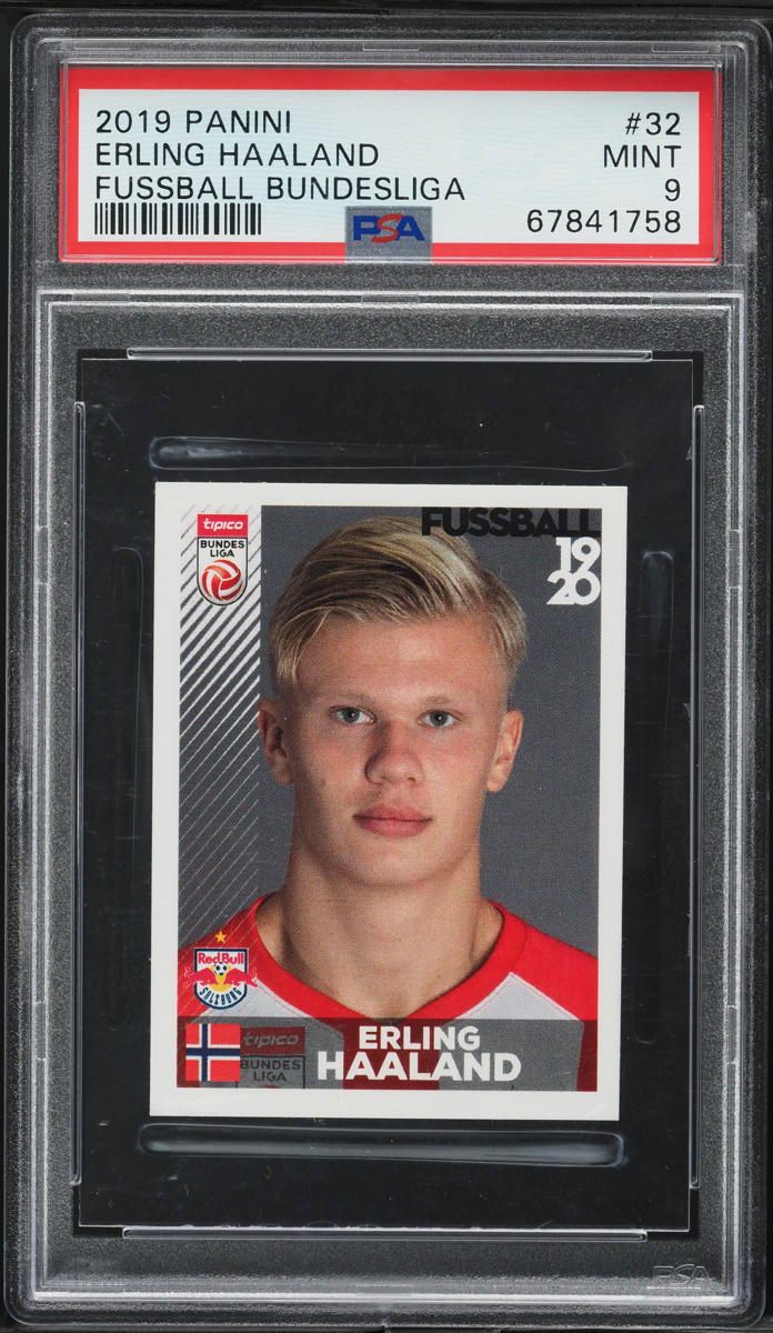 2019 Panini Fussball Bundesliga Sticker Erling Haaland ROOKIE #32 PSA 9 MINT