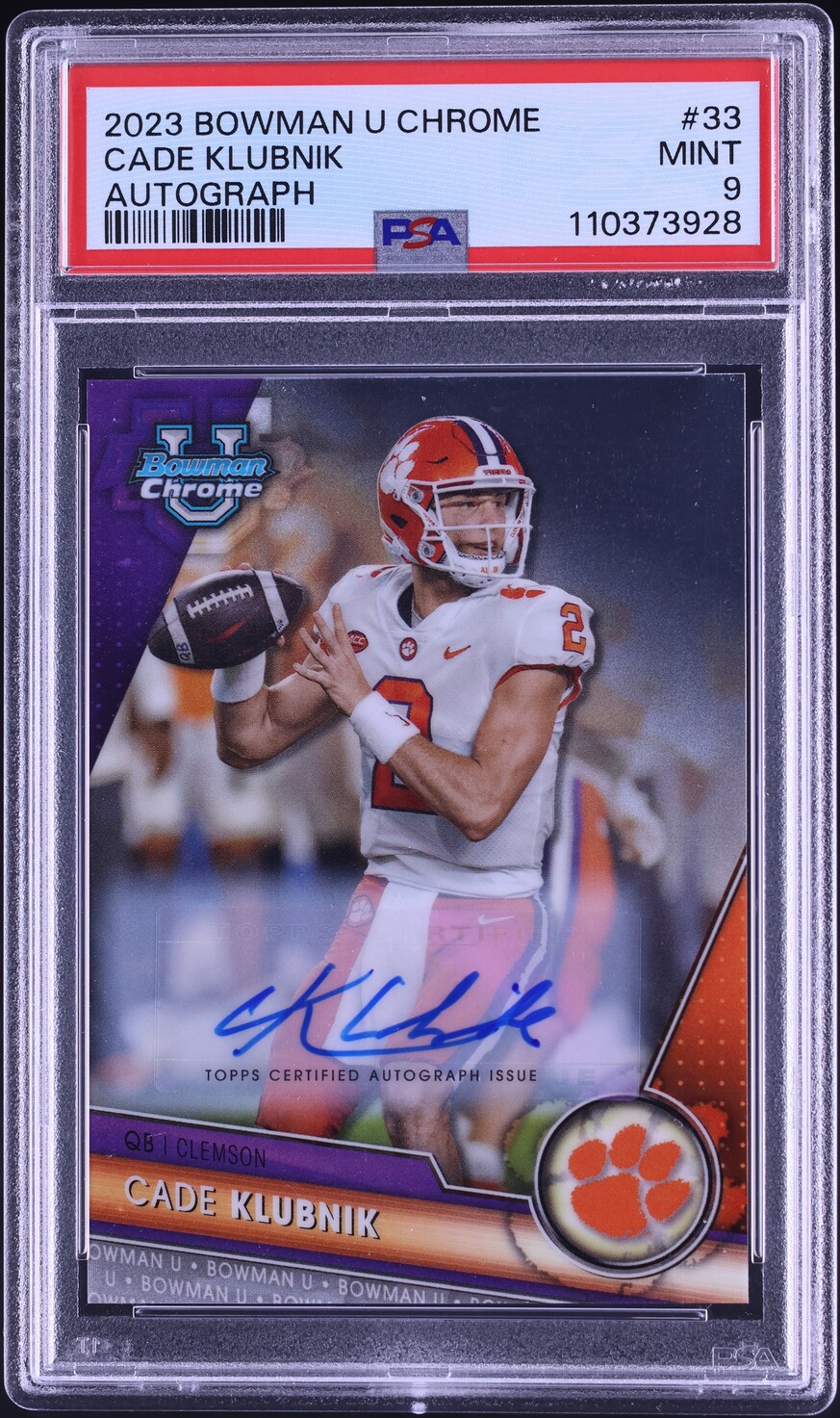 2023 Bowman Chrome University Cade Klubnik ROOKIE AUTO #33 PSA 9 MINT