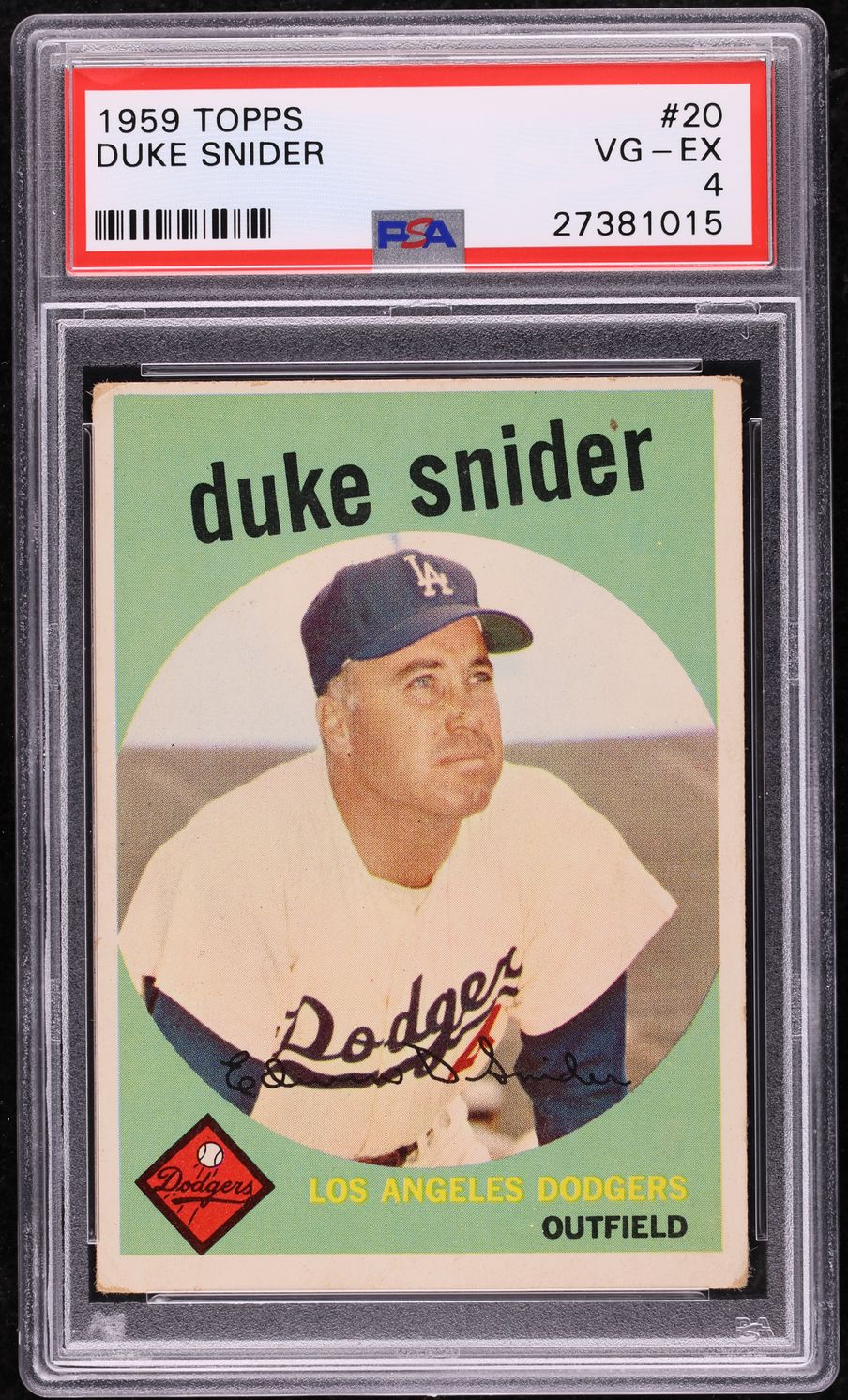 1959 Topps Duke Snider #20 PSA 4 VGEX