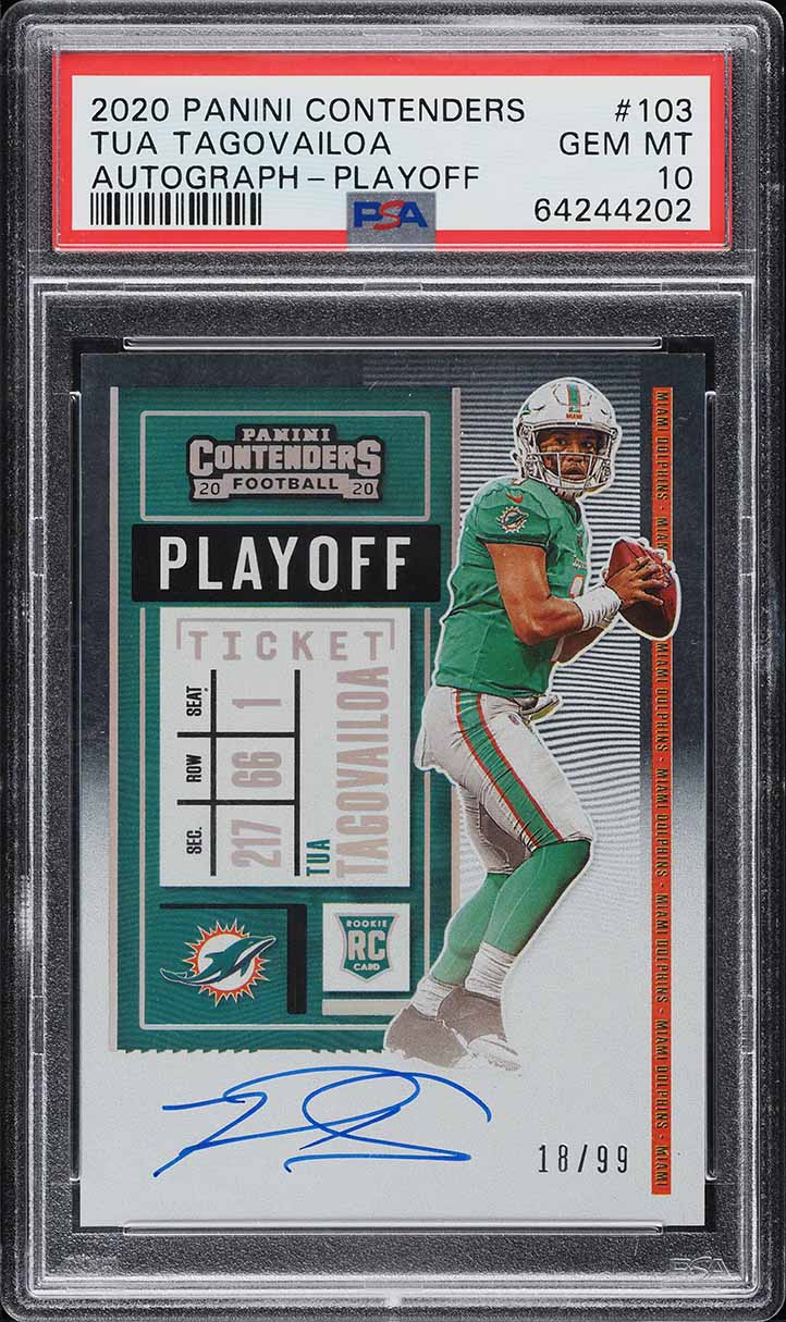 2020 Panini Contenders Playoff Tua Tagovailoa ROOKIE AUTO /99 #103 PSA 10 GEM