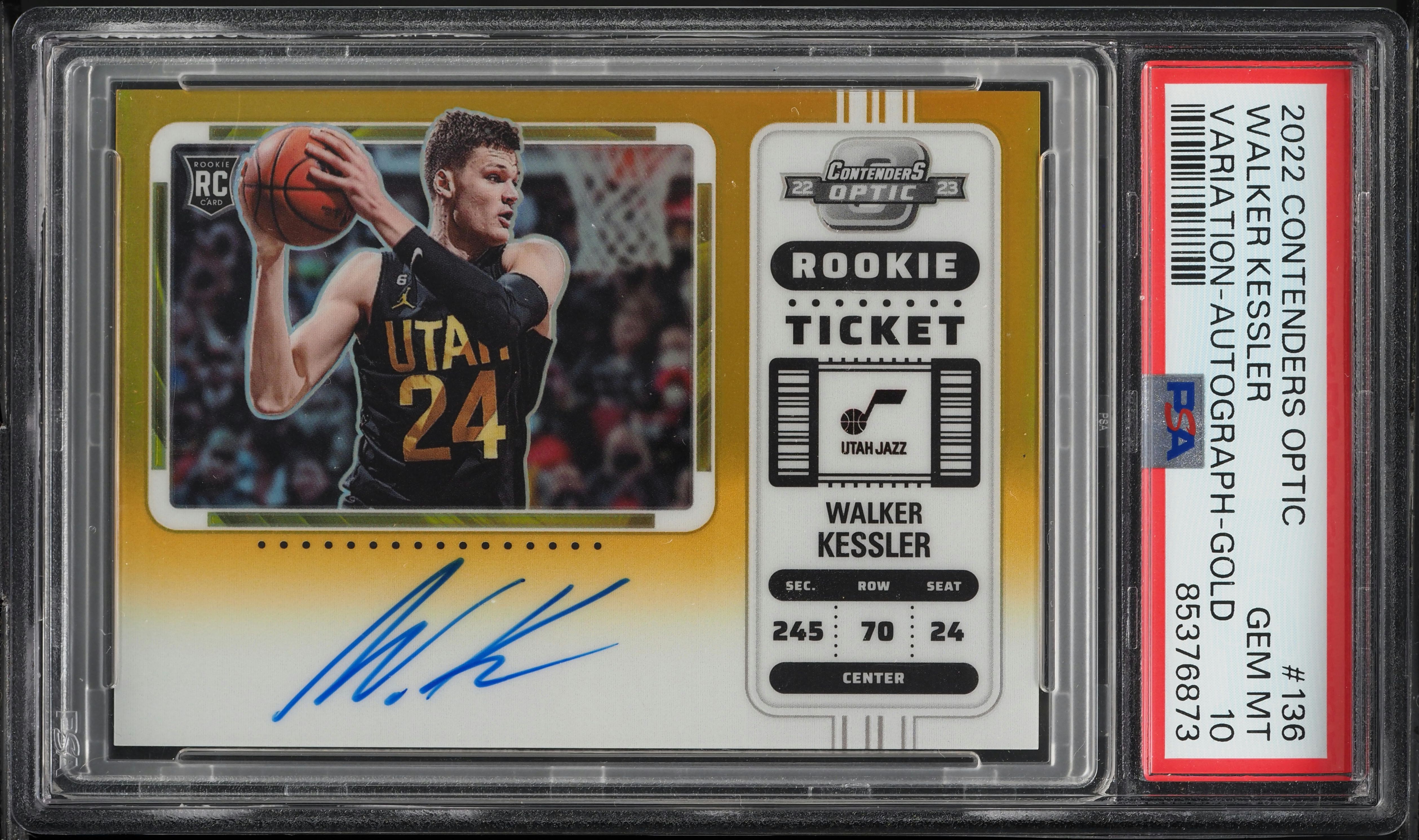 2022 Panini Contenders Optic Gold Walker Kessler ROOKIE AUTO /10 #136 PSA 10 GEM